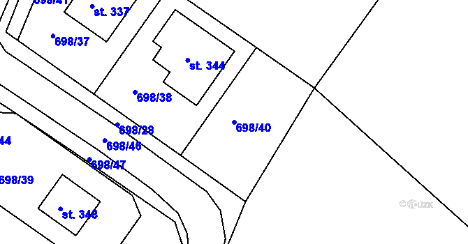 Parcela st. 698/40 v KÚ Horní Ročov, Katastrální mapa
