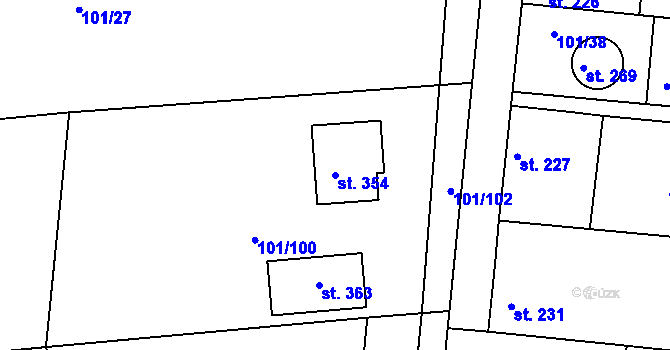 Parcela st. 354 v KÚ Horní Ročov, Katastrální mapa
