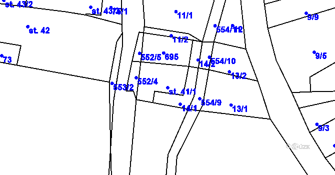 Parcela st. 41/1 v KÚ Úlovice, Katastrální mapa