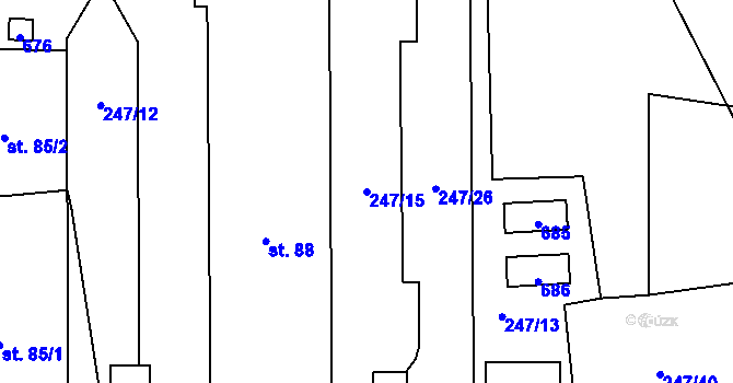 Parcela st. 247/15 v KÚ Úlovice, Katastrální mapa