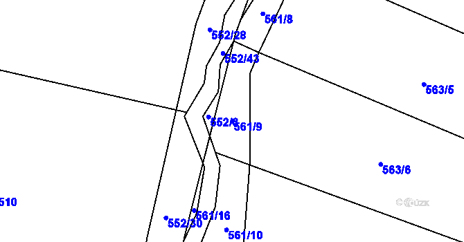 Parcela st. 561/9 v KÚ Úlovice, Katastrální mapa