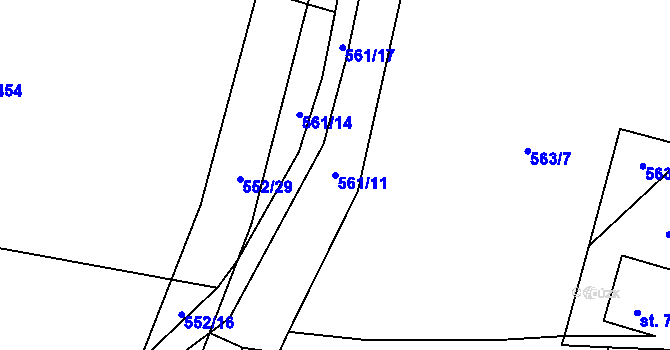 Parcela st. 561/11 v KÚ Úlovice, Katastrální mapa
