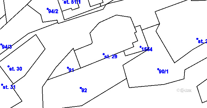 Parcela st. 29 v KÚ Rodinov, Katastrální mapa