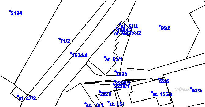 Parcela st. 53 v KÚ Rodinov, Katastrální mapa