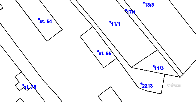 Parcela st. 65 v KÚ Rodinov, Katastrální mapa