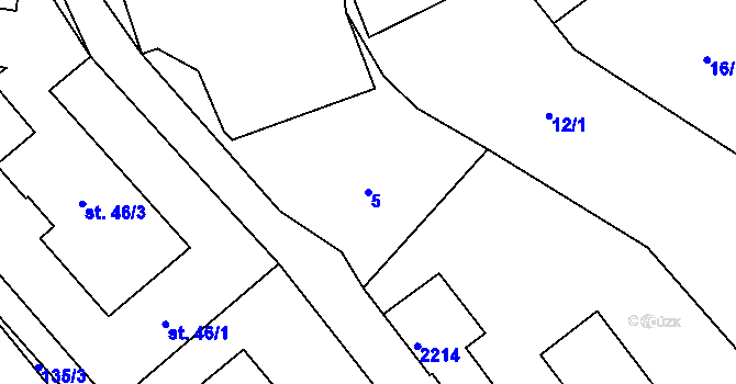 Parcela st. 5 v KÚ Rodinov, Katastrální mapa