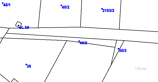 Parcela st. 40/2 v KÚ Rodinov, Katastrální mapa
