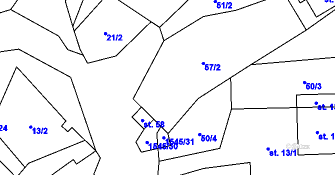 Parcela st. 58 v KÚ Rodinov, Katastrální mapa