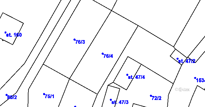 Parcela st. 76/4 v KÚ Rodinov, Katastrální mapa
