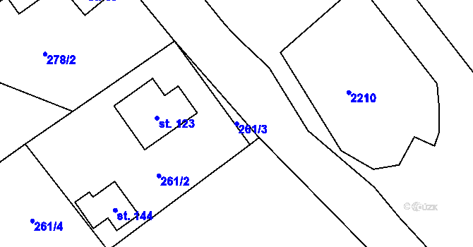 Parcela st. 261/3 v KÚ Rodinov, Katastrální mapa