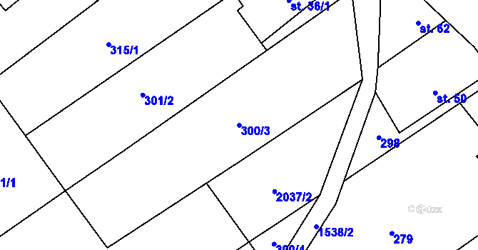 Parcela st. 300/3 v KÚ Rodinov, Katastrální mapa