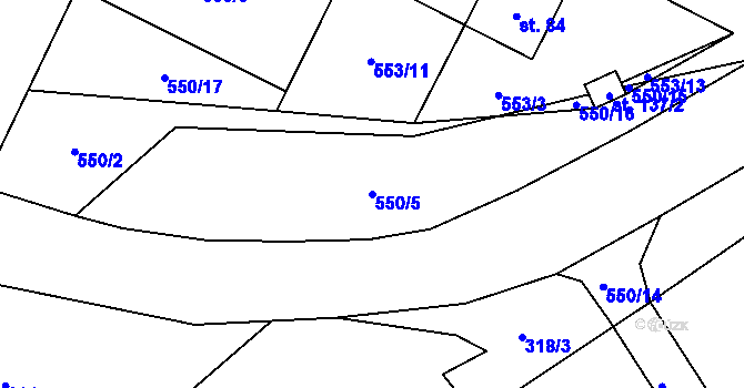 Parcela st. 550/5 v KÚ Rodinov, Katastrální mapa