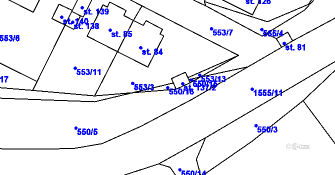 Parcela st. 550/16 v KÚ Rodinov, Katastrální mapa