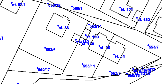 Parcela st. 138 v KÚ Rodinov, Katastrální mapa