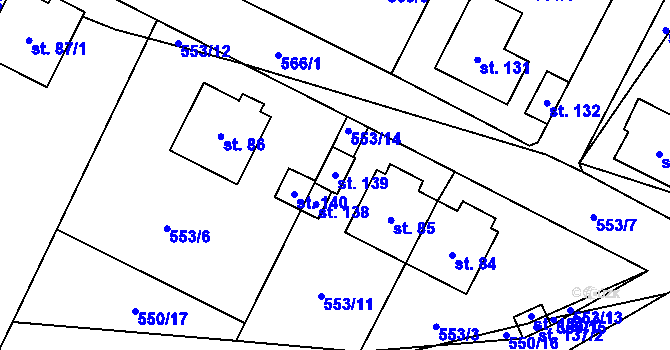 Parcela st. 139 v KÚ Rodinov, Katastrální mapa