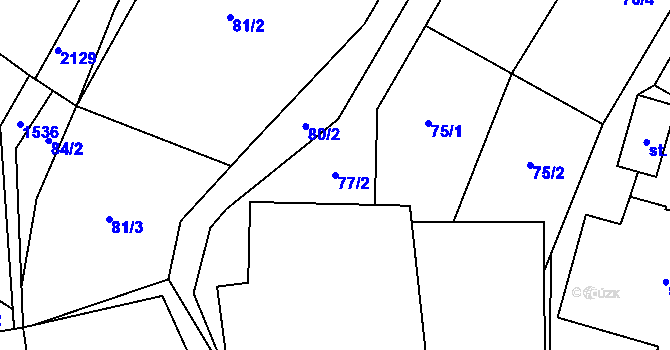 Parcela st. 77/2 v KÚ Rodinov, Katastrální mapa