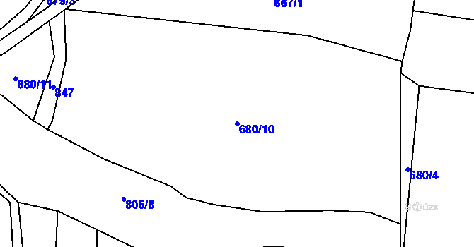 Parcela st. 680/10 v KÚ Rodná, Katastrální mapa