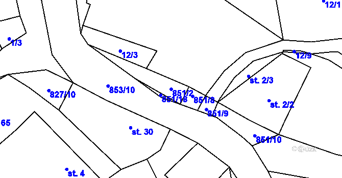 Parcela st. 851/2 v KÚ Rodná, Katastrální mapa