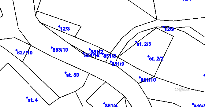 Parcela st. 851/8 v KÚ Rodná, Katastrální mapa