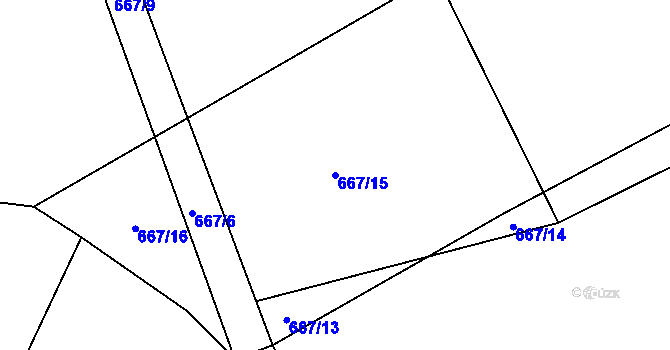 Parcela st. 667/15 v KÚ Rodná, Katastrální mapa