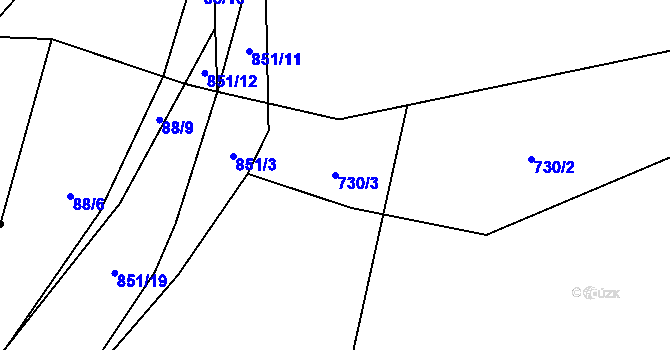 Parcela st. 730/3 v KÚ Rodná, Katastrální mapa