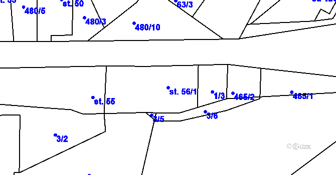 Parcela st. 56/1 v KÚ Rodov, Katastrální mapa