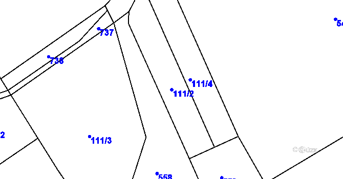 Parcela st. 111/2 v KÚ Rodov, Katastrální mapa