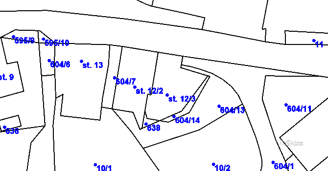 Parcela st. 12/1 v KÚ Horní Skrýchov, Katastrální mapa