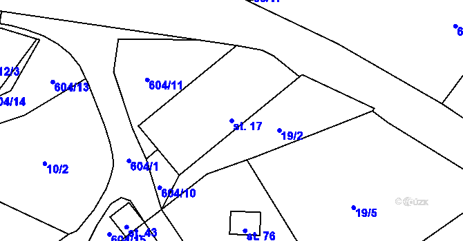 Parcela st. 17 v KÚ Horní Skrýchov, Katastrální mapa