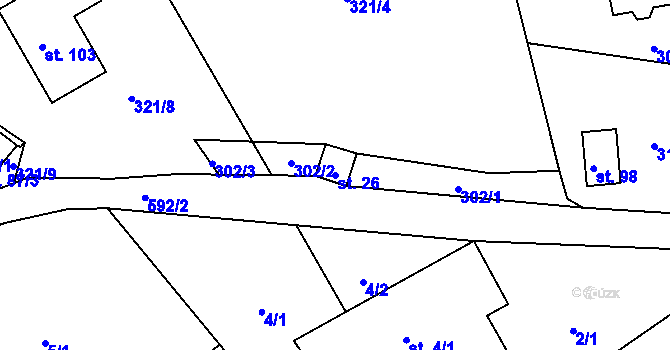Parcela st. 26 v KÚ Horní Skrýchov, Katastrální mapa