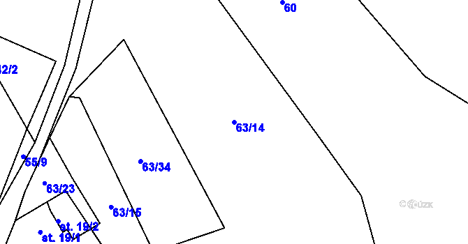 Parcela st. 63/14 v KÚ Horní Skrýchov, Katastrální mapa