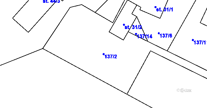 Parcela st. 137/2 v KÚ Horní Skrýchov, Katastrální mapa