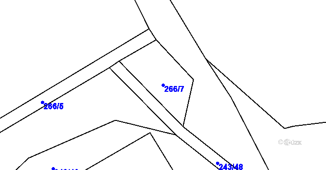 Parcela st. 266/7 v KÚ Horní Skrýchov, Katastrální mapa