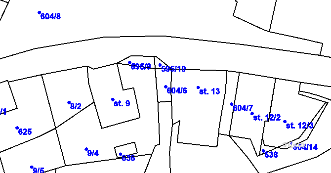 Parcela st. 604/6 v KÚ Horní Skrýchov, Katastrální mapa