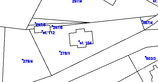 Parcela st. 104 v KÚ Horní Skrýchov, Katastrální mapa