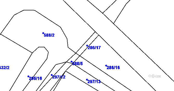 Parcela st. 286/17 v KÚ Horní Skrýchov, Katastrální mapa