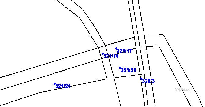 Parcela st. 321/18 v KÚ Horní Skrýchov, Katastrální mapa