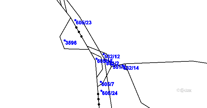 Parcela st. 532/12 v KÚ Horní Skrýchov, Katastrální mapa