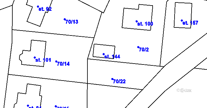 Parcela st. 144 v KÚ Horní Skrýchov, Katastrální mapa