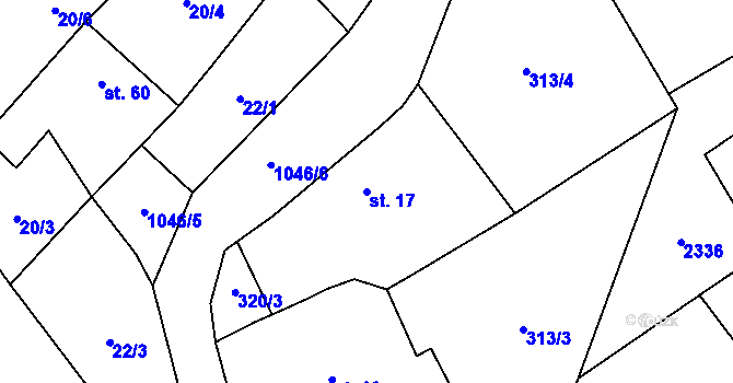Parcela st. 17 v KÚ Jindřiš, Katastrální mapa