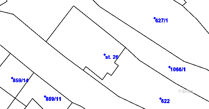 Parcela st. 26 v KÚ Jindřiš, Katastrální mapa