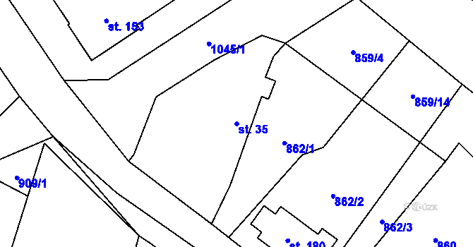 Parcela st. 35 v KÚ Jindřiš, Katastrální mapa