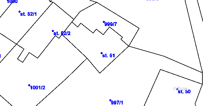 Parcela st. 51 v KÚ Jindřiš, Katastrální mapa