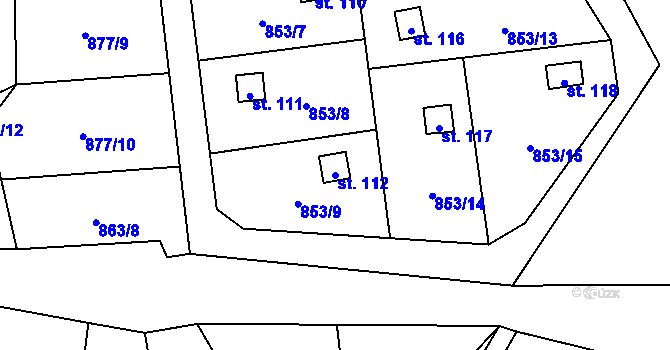 Parcela st. 112 v KÚ Jindřiš, Katastrální mapa