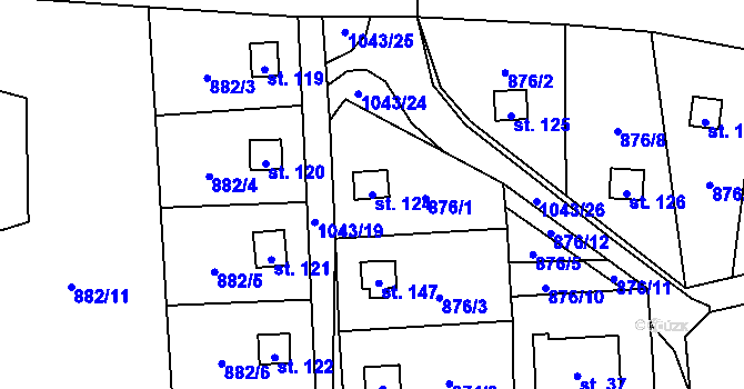 Parcela st. 124 v KÚ Jindřiš, Katastrální mapa