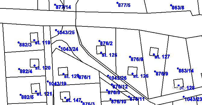 Parcela st. 125 v KÚ Jindřiš, Katastrální mapa