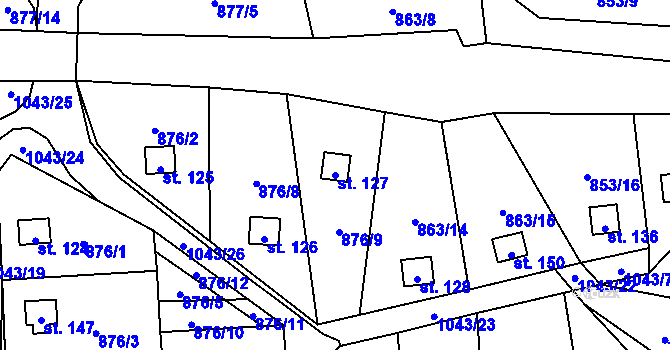 Parcela st. 127 v KÚ Jindřiš, Katastrální mapa