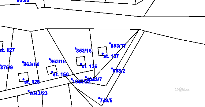 Parcela st. 137 v KÚ Jindřiš, Katastrální mapa