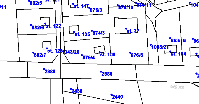 Parcela st. 138 v KÚ Jindřiš, Katastrální mapa