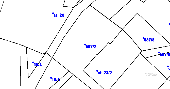 Parcela st. 587/2 v KÚ Jindřiš, Katastrální mapa